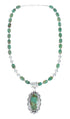 Navajo Turquoise Sterling Silver Bead Necklace And Pendant Set JX130626